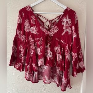 American Rag Floral Boho Peasant Blouse Top Feminine Romantic Fairy Festival